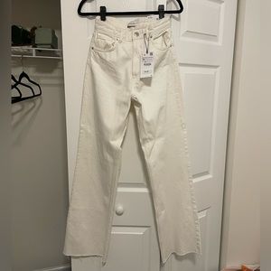 Zara Full Length Wide Leg Jeans White NWT
